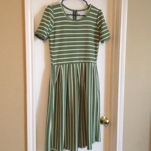 Striped Green and White Lularoe Amelia Dress